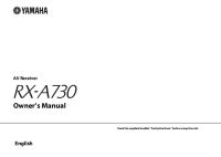Yamaha RXA-730 - Owners Manual